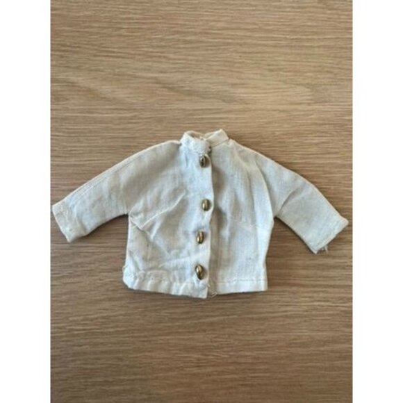 Vintage Barbie White LS jacket coat uniform gold oval snap buttons clothes top - Picture 1 of 4